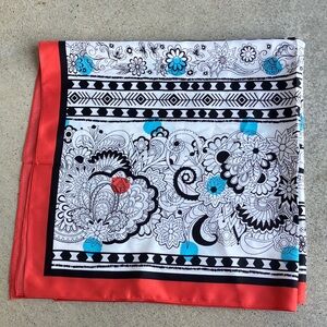 Frog Factory Silky Poly Boho Floral Square Scarf